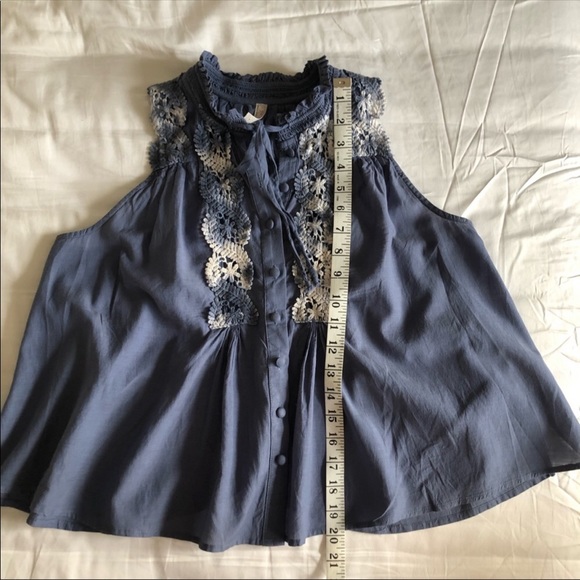 Free People Crochet Flyaway Back Sleeveless Top Blue - Picture 6 of 6